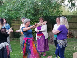 Belly dancing in garden_sm