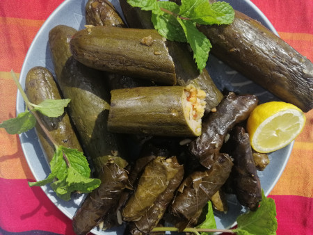 Stuffed courgettes and vine leaves_2 Lebanese spinach soup